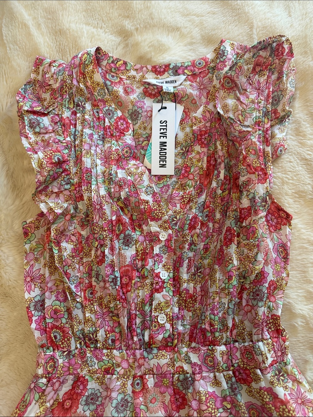Steve Madden Pink Floral Tiered Mini Dress - Picture 2 of 2